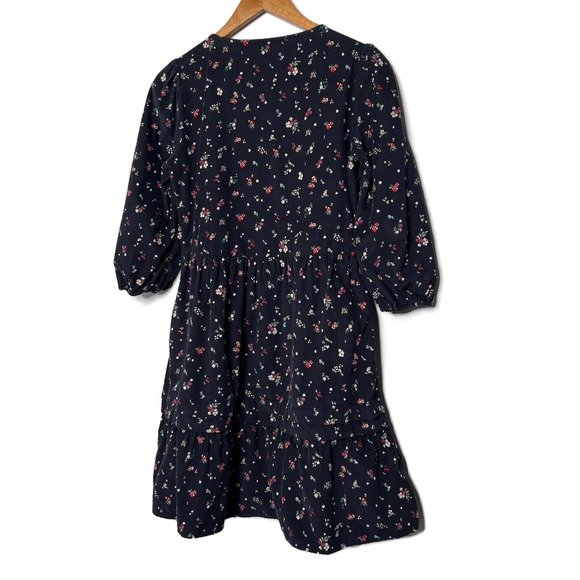 Time and Tru Womens Black Floral Corduroy Tiered Puff Sleeves Mini Dress Size S - Picture 13 of 16
